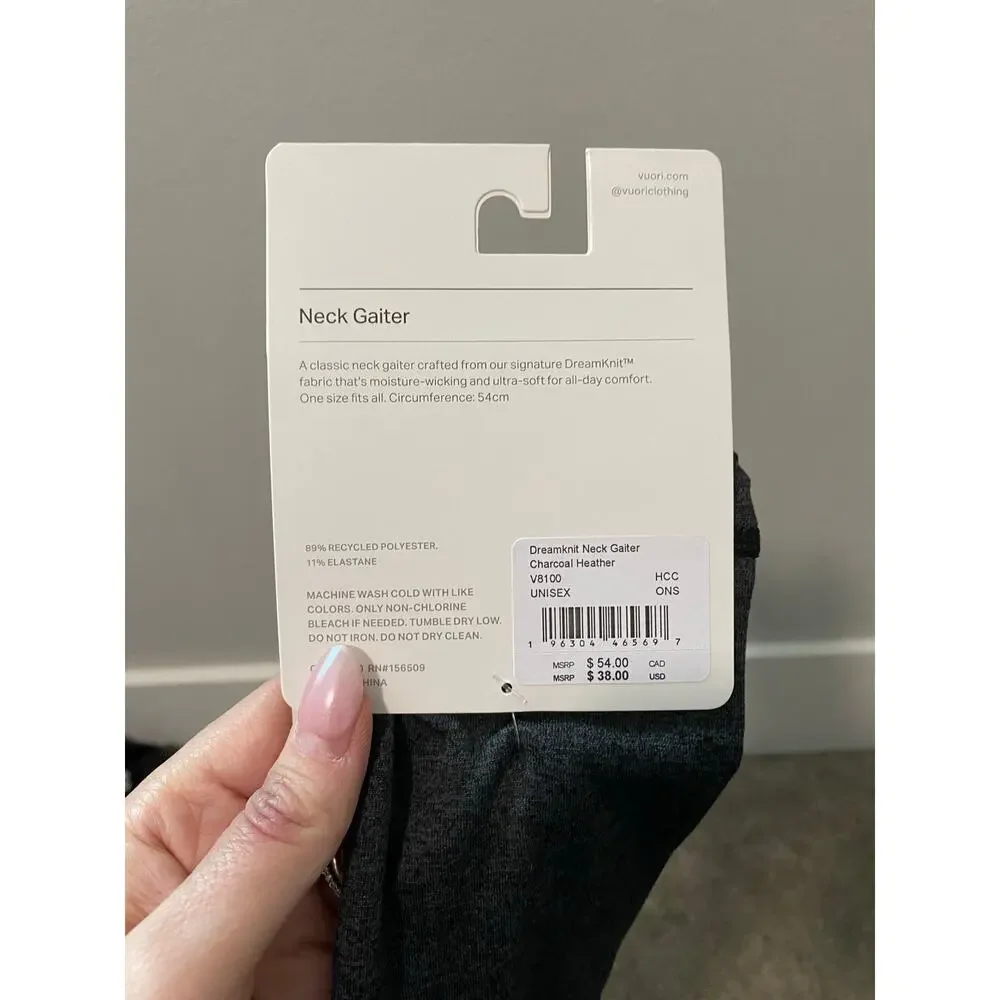 New Vuori Dreamnit Neck Gater, Charcoal Heather OS